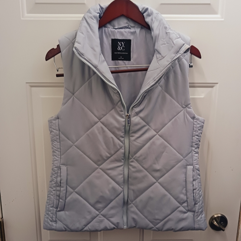 New York & Company Women's Quilted Gray Vest